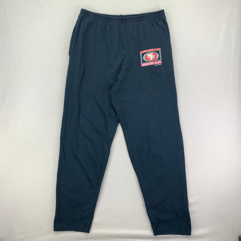 Vintage 1994‎ San Francisco 49ERS Sweatpants L-XL Black Terry Fleece Gym Warm Up